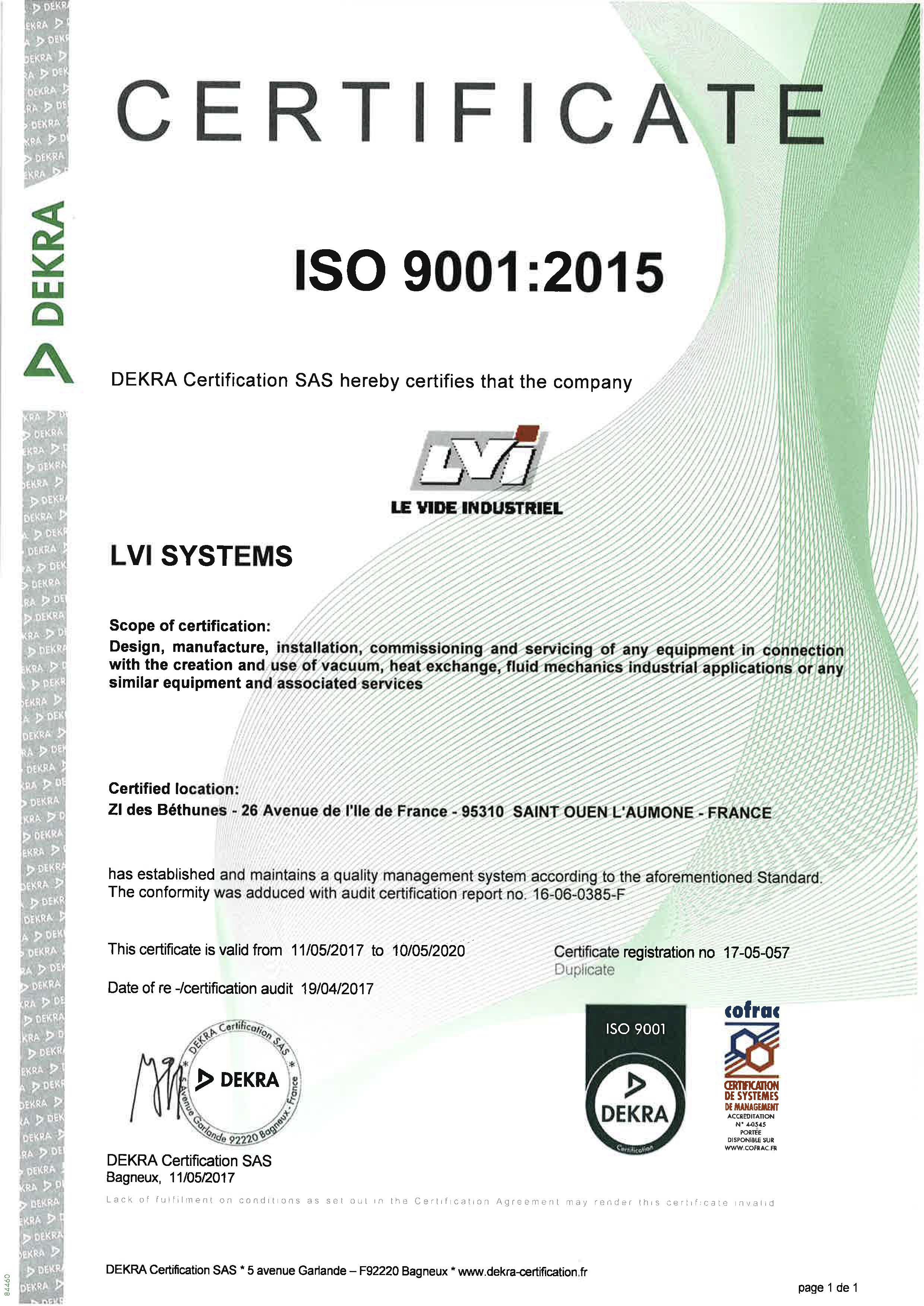 Certificat ISO 9001